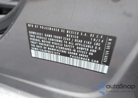 2015 Volkswagen Jetta 1.8T Se из США, поврежденный, VIN 3VWD17AJ8FM231679